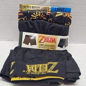 New 2 Mens Nintendo The Legend of Zelda Boxer Brief Shorts L Black Gold 36-38